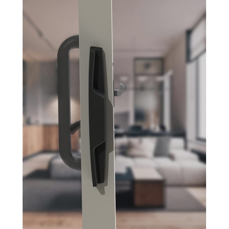 House Guard Black Patio Door Handle Set with Mortise Lock,Suitable