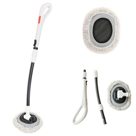 3-Section Telescopic Car Wash Brush with 15° Curved Aluminum Alloy Handle & 180° Adjustable Head | Non-Scratch Brush for Car Truck RV Boat Wheel Well Solar Panels Cleaning
