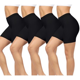 BESTENA 4 Pack Slip Shorts for Women Under Dress, Anti Chafing Seamless Smooth Boyshorts Panties Boxer Briefs for Women(4Black,Medium)