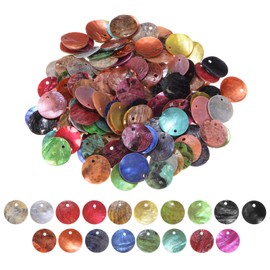 M METERXITY 150-Pack Flat Round Shell Coin Drop Charm Beads,15 mm Flat Shell Beads with Hole for DIY Earrings Necklaces Jewelry/Making Accessories [Colorful Mixed Colors]