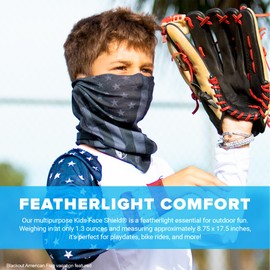 S A Company Kids' Face Shields UPF 30+, Breathable Multipurpose Neck Gaiters for Boys and Girls (Pack of 1 - Rainbow Spiral)