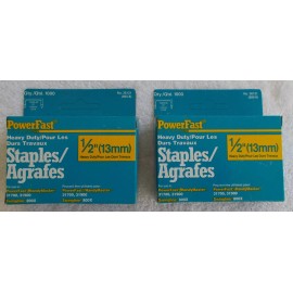Heavy Duty (2) NEW Powerfast 1/2'' Heavy Duty Staples 36121 (1000 Count Box)