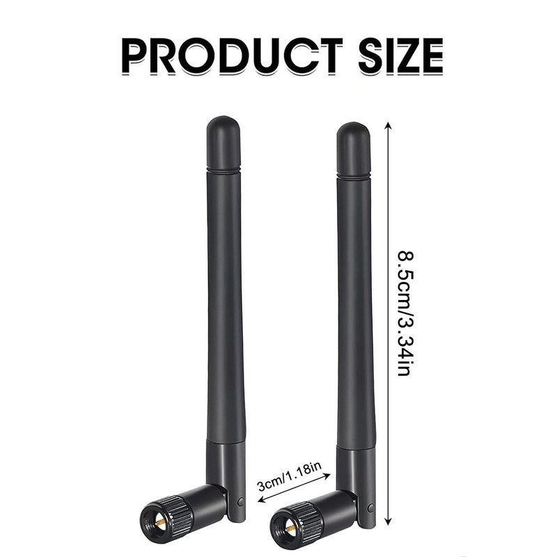 2PCS SMA WiFi Antenna, 2.4GHz & 5GHz 5.8GHz 3dBi Wifi