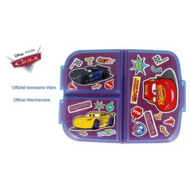 Theonoi Children's Lunch Box Sandwich Box – Children's Lunch Box with Compartments – Bread Box with Dividers, BPA-Free, with Name Sticker (Cars)