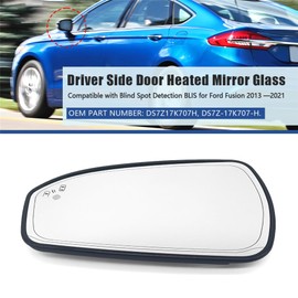 SIDMILE Driver Side Mirror Fit for Ford Fusion 2013-2021 Replace DS7Z-17K707-H Glass Mirror Left Side with Heated Blind Spot Detection