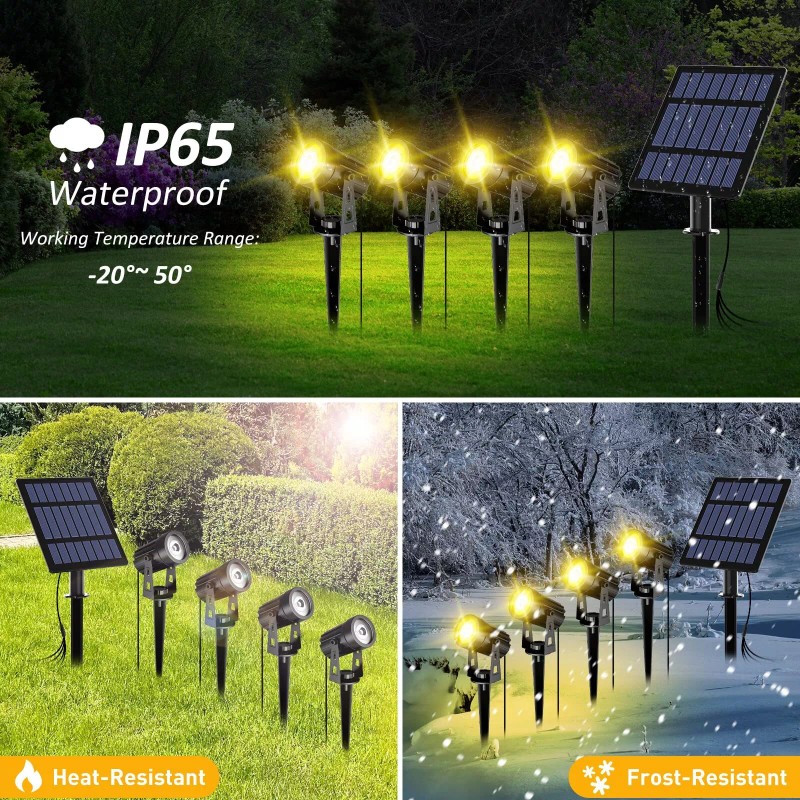T-SUN Solar Spotlights with Warm White LED Lights for Outdoor