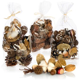 com-four® 3x Christmas Decorations in a Bag with Cones, Leaves and Wooden Discs - Christmas Accessories - DIY Set - Table Decorations - Advent Wreath (3x bags: cones. Leaves. Wooden discs)