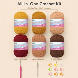 Jaciensh Soft Chenille Crochet Yarn, 6x50g Fluffy Plush Knitting Wool, Non-Splitting Smooth Acrylic Yarn for Blankets, Scarves, Amigurumi, Pet Crafts & Handbags
