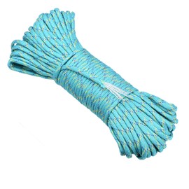 DonDon 30 Metres Long Fabric Ribbon Nylon Cord Paracord Rope Survival Tape for Crafts and Outdoor Camping Activities 4 mm - 7 Strands Turquoise-Light Green/Purple