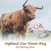 Senpotly 925 Sterling Silver Highland Cow Ring for Women Dainty