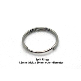 5 x Split Safety Rings A4 Stainless Steel 316 Marine Grade (1.5mm thick x 30mm outer d)