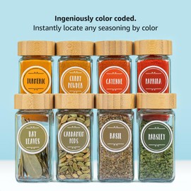 Vinta Décor 210 Spice Labels with QuickFind™ Color-Coding Waterproof Oil-Resistant Round ...