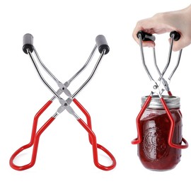 Cosswe Preserving Jar Lifter, Glass Lifter Tongs for Hot Preserving Jars, Stainless Steel, Silver, Red, Black, 22.5 cm, Modern