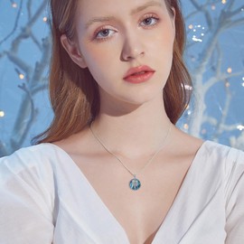 JERWLI Bastet Necklace 925 Sterling Silver Vintage Egyptian Mythological Cat Goddess with Wings Pendant Necklace Abalone Shell Amulet Ancient Egyptian Jewellery Gift for Women Men, Sterling Silver