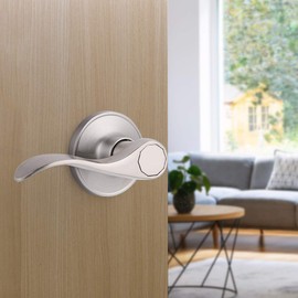 Gobrico 2 Pack Wave Style Passage Door Levers in Satin Nickel Hall Closet Handles Keyless Interior Door Leversets