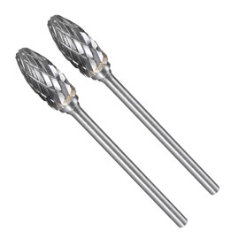 CoCud Tungsten Carbide Rotary Burrs File, 3/32" Shank 6mm Dia, Double Cut Oval Shape Rotary Burrs Tool - (Applications: for Metal Carving), 2-Pieces