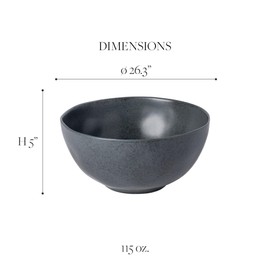 Costa Nova Ceramic Stoneware 10.5" x 5", 115 oz Serving Bowl - Livia Collection, Matte Black | Microwave & Dishwasher Safe Dinnerware | Food Safe Glazing | Restaurant Quality Serveware