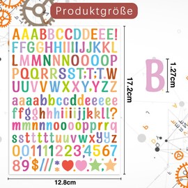 30 Blatt Buchstaben Aufkleber, 4680 Stück Sticker Buchstaben Selbstklebende Zahl Vinyl Aufkleber,für Briefkasten Zahlen Etiketten DIY Kunst Making, Aufkleber für Zeichen,Notizbuch(Mehrere Farben)