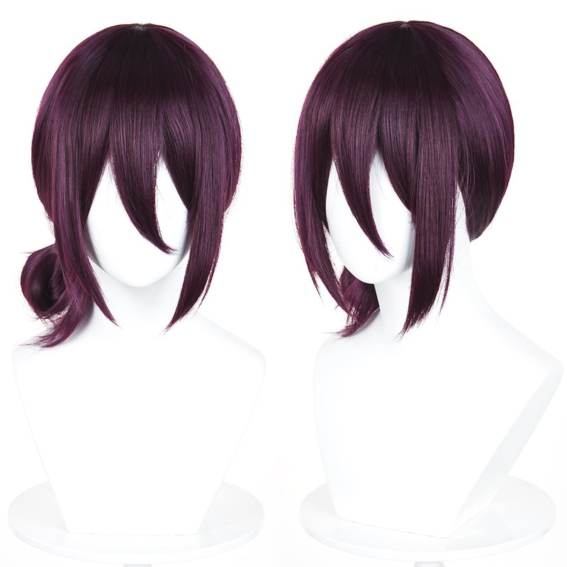 Probeauty Short Purple Anime Wig Deep Purple Wig for Women