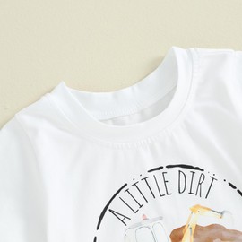 Bonangber Toddler Baby Boy Summer Clothes Truck/Funny Letters Print T-Shirt Casual Shorts Set Infant Baby Farm Clothes (B-White Truck,12-18 Months)