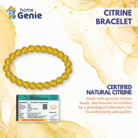 HOME GENIE "Natural Citrine Crystal Bracelet for Wealth and Abundance | Healing Gemstone Jewelry for Men and Women