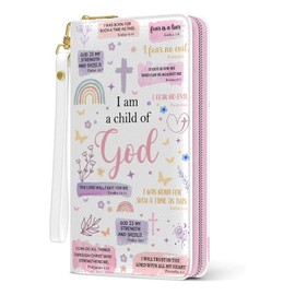 RTTLALUO Christian Bible Womens Wallet, Pink Christian Wristlet Wallet For Women, Child Of God Card Holder Purse, Birthday Christmas Graduation Gifts For Women, Religious Office Daily Purse