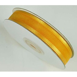 BJM Collection 5/8" X 25 Yard Organza Ribbon with Satin Edge Ribbon Art & Sawing Craft Party Favor Gift Wrapping (Yellow Gold)