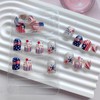 24Pcs Independence Day Press on Nails Short Fake Nails Bow