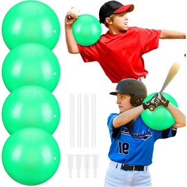 4 Sets Connection Ball for Baseball 9.8 Inches Soft Baseball Hitting Trainer, Improve Arm Action and Hitting Pitching Training Efficiency Durable - Colour: Green