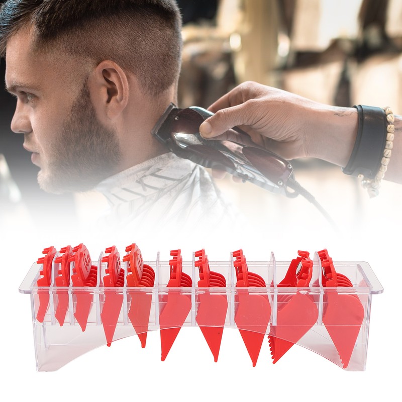 10pcs Professional Hair Clipper Guide Comb Red Hair Trimmer Cutting