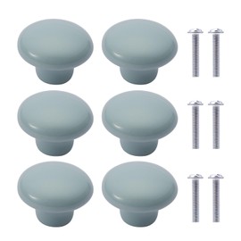 NAKUPENDA Pack of 6 Furniture Knobs, Round Ceramic Cabinet Drawer Knobs, Ceramic Round Handles for Children's Room, Kitchen, Cabinets, Bookcase (Light Green)