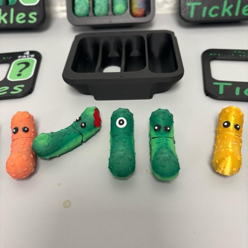 Articulating pickle four pack 3-D printed figurines