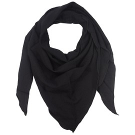 fashionchimp Basic Triangular Scarf in Plain Colours Made of 100% Cotton, Triangle Muslin Scarf, Lightweight Scarf for Men and Women, black