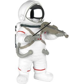 BRUBAKER Decorative Astronaut Violinist Figurine - 20 cm Spaceman Space Figure with Violin and Chrome-plated Helmet - Hand-Painted Modern Space Statue for Musicians - White and Silver