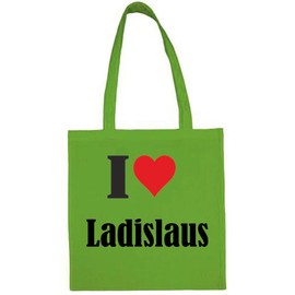 Reifen-Markt Tasche I Love Ladislaus Größe 38x42 Farbe Grün Druck Schwarz