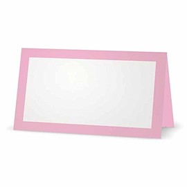 Light Pink Place Cards - Flat or Tent Style - 10 or 50 Pack - White Blank Front Solid Color Border Placement Table Name Dinner Seat Stationery Party Supplies Occasion Event Holiday (50, Tent Style)