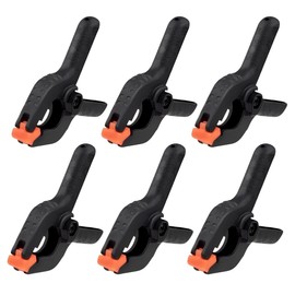 6 Pack Plastic Spring Clamps Plastic Spring Clips Heavy Duty Plastic Clamps Backdrop Clamps for Photography Studio Spring Clamp Set for Woodworking Crafts DIY Backdrop Stand Home Improvement (Black)