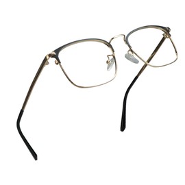 LifeArt Blue Light Blocking Glasses, Anti Eyestrain, Computer Reading Glasses, Gaming Glasses, TV Glasses for Women Men, Stylish Unisex Alloy Round Frame (Golden Black, 1.25 Magnification)