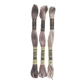 DMC 6-Strand Embroidery Cotton Bundle - Shell Gray Color Family -3 Skeins of Thread - 8.7yd Skeins