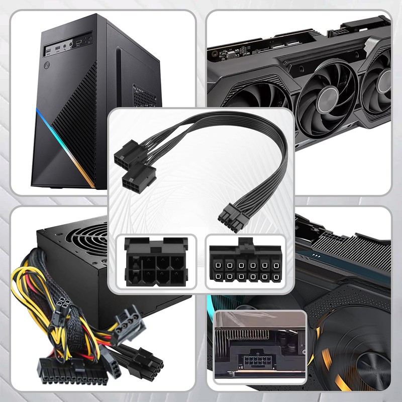 ELFJMZP 2X 8 Pin to 12 Pin Power Cable Compatible
