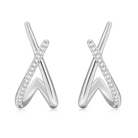 Apsvo Silver Earrings for Women Trendy,Silver Stud Earrings Hypoallergenic CZ Earring for Women Gifts Minimalist Simple Dainty Earrings Jewelry