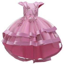 MYRISAM Girls Princess Pageant High Low Tulle Dress Bridesmaid Wedding Prom Birthday Communion Party Dance Ball Gowns Dusty Rose 3-4T