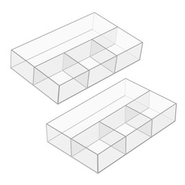 JessLab Acrylic Drawer Organizer, 2-Pack Clear Storage Boxes with 2 Tiers, Durable and Stylish Makeup Organizer for Vanity, Lipstick, Brushes, Jewelry, Transparent