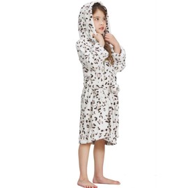 ECHERY Boys Girls Hooded Pajamas Soft Coral Fleece Bathrobe Unisex Dressing Gown Sleepwear