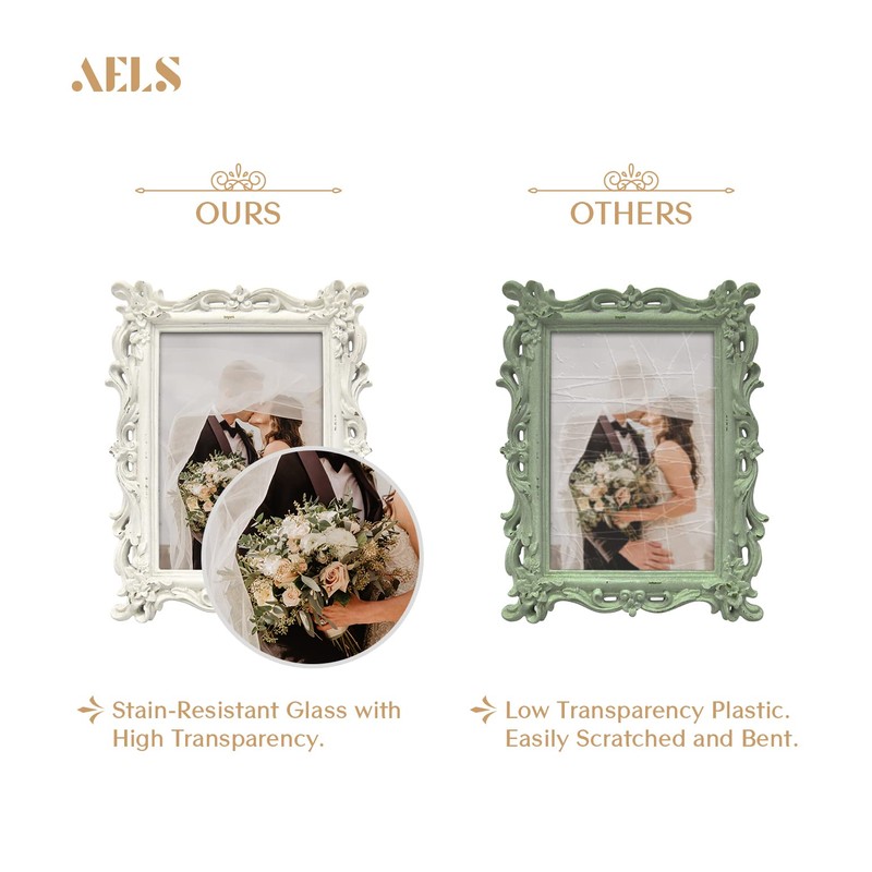 AELS 5x7 Inch Vintage Picture Frame, Elegant Antique Photo Frames