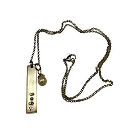 Yoga Necklace, Handstamped Bar Necklace, comes on an 18 inch stainless steel link chain with glass pearl dangle