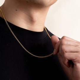 ASCOMY Gold Necklace for Men 14K Gold Plated Chain Necklace for Men 3mm Cut Cuban Link Chain Necklace for Women Men Available in 22 inch Simple Cuban Chain Necklace Accessories Jewelry Gift for Men
