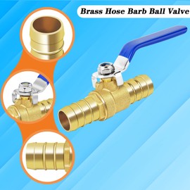 Brass Hose Barb Ball Valve Kit-1pcs 3/4'' Heater Hose Shut Off Valve with Stainless Steel Clamps-High Temperature Resistance Shut off PEX Ball Valve for Water, Oil, Gas, Fuel line Fittings