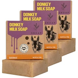 SNOAP Oats & Honey Donkey Milk Soap Bar, Natural Moisturizing Handmade Soap for Sensitive Skin, 5oz (Pack of 3)