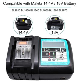 QCZRED 18V DC18RC Charger Compatible with Chargers DC18RD DC18RF DC18SF Suitable for Makita BL1860 BL1850 BL1840 BL1830 BL1815